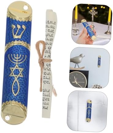 Cabilock Metal Mezuzah with Scroll Antique Zinc Alloy Religious Decoration for Jewish Home Decor