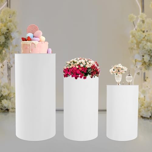 3Pcs Cylinder Pedestal Display Stand for Wedding Decor