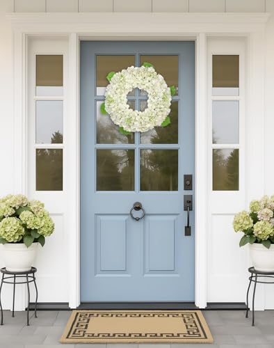 20 Inch Artificial White Hydrangea Door Wreath