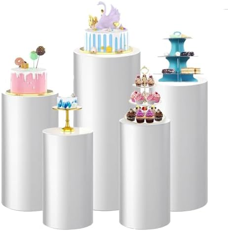 White Cylinder Display Stand - 5PCS for Parties and Events