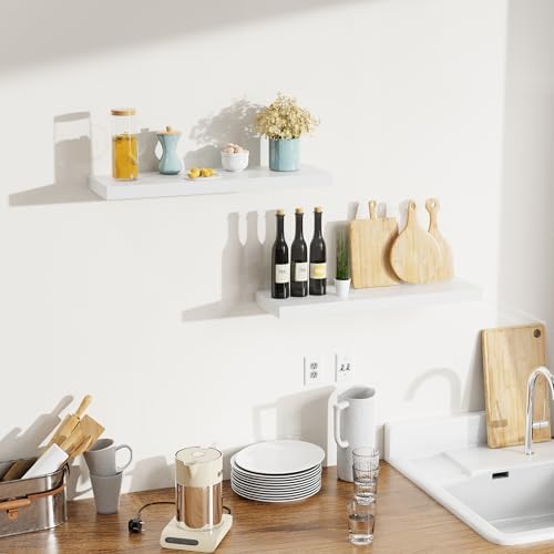 Bellsal Floating Shelves for Wall Set of 2 White Engineered Wood