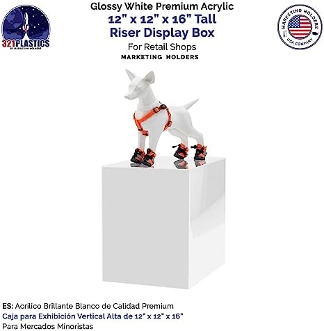White Acrylic Display Box 12x12x16 with Open Side No Lid
