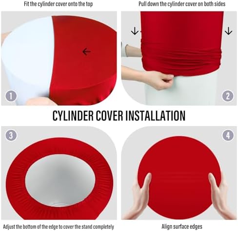 LEBENGURU Cylinder Pedestal Stand Covers Red 5Pcs