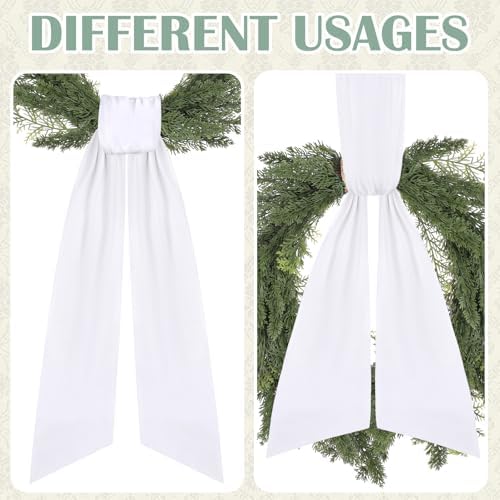 White Velvet Wreath Sashes - 2 Pcs for Wreaths and Front Door