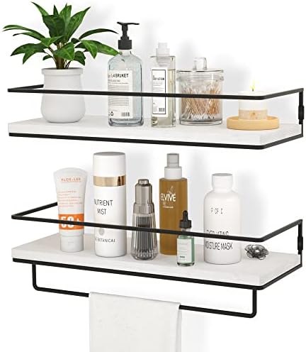 ZGO Floating Shelves Wall Set of 2 with Towel Rack