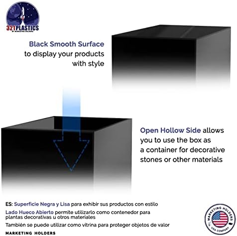 Black Acrylic Tall Display Pedestal 24 Inch 5 Sided Showcase Stand