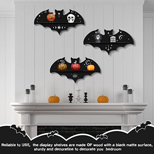 Geetery 3 Pcs Floating Black Bat Shelf Gothic Decor