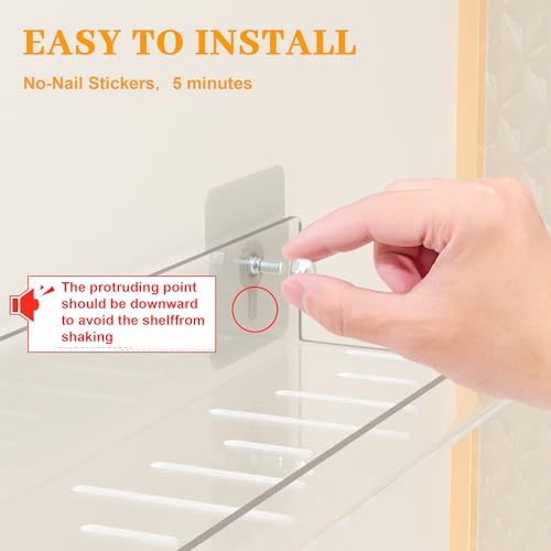 2 Pack Adhesive Floating Shelves for No Drilling Wall Storage