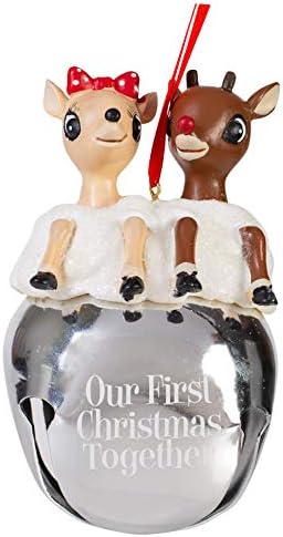 Rudolph and Clarice Holiday Bell Ornament Resin