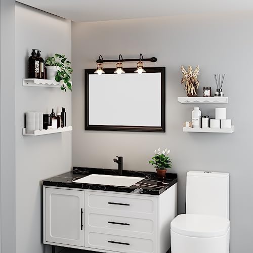 Senjie Floating Shelves Set of 2 24 Inch White Wave Design