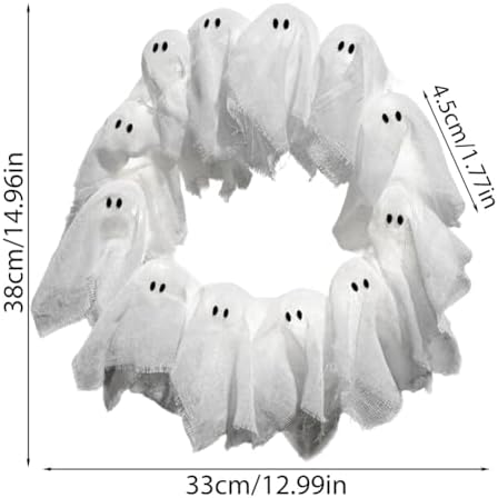 Halloween Ghost Wreath with 12 LED Lights