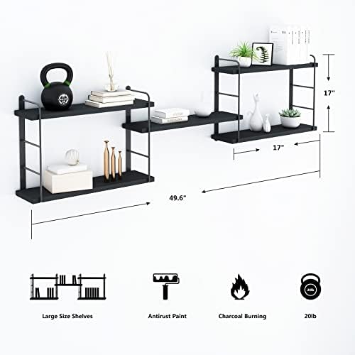 MXCSE Floating Shelves 5pcs Black Wall Mount