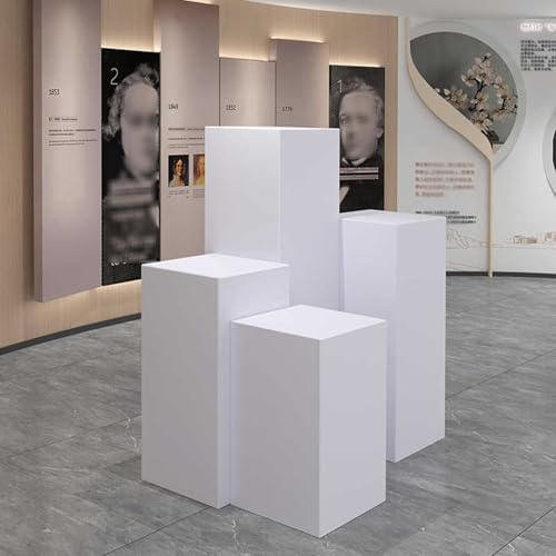 Round Risers Model Display Stand - 40x80cm 440 Lbs Capacity White Square Pedestal for Retail and Events