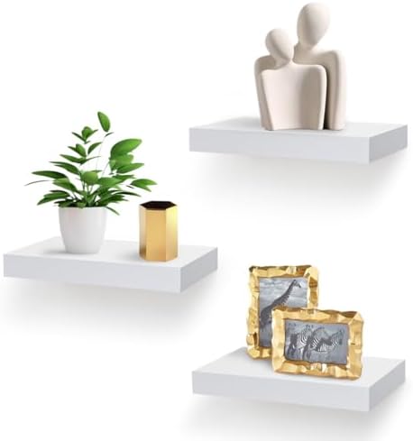 AHDECOR White Floating Shelves Set of 3