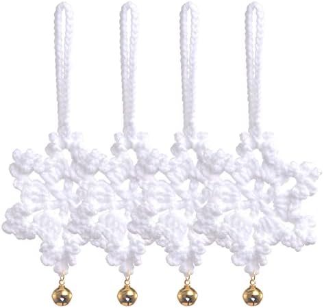 Handmade Crocheted Snowflake Ornaments 4pcs Christmas Decorations