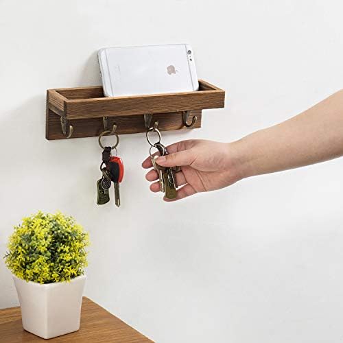 MyGift 10 Inch Floating Wall Shelf with Hooks