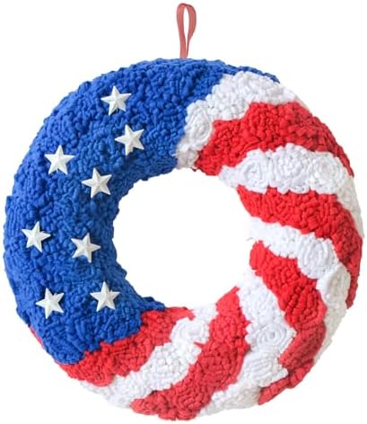 16 Inch Patriotic Wreath Flag Decor Red White Blue
