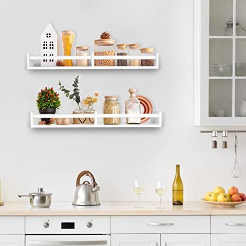 White Floating Bookshelf Set of 2 for Kids Room
