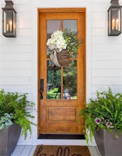 Cream Hydrangea Door Hanger Basket Wreath with Wildflowers White