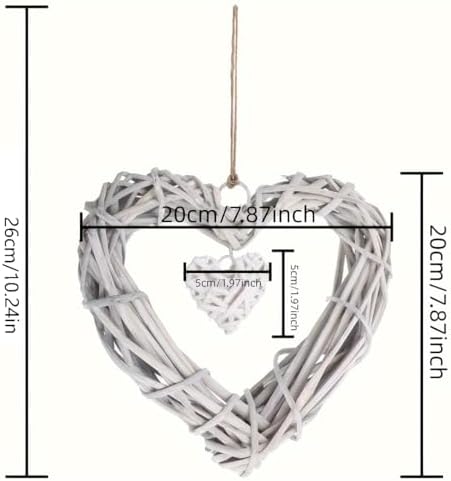 8 Inch Heart Shaped Wicker Wreath Wall Hanging