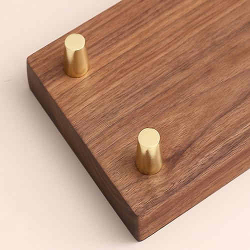 GOLDY WENDY Teak Wood Pedestal Stand with Copper Feet