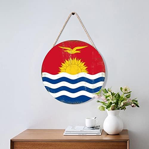 Farmhouse Door Hanger Kiribati Flag Wood Sign Home Decor