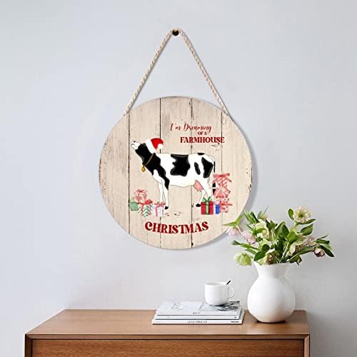 Farmhouse Door Hanger with Farm Animal Design 10x10in Wood Sign