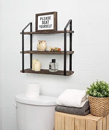 Mkono 3 Tier Floating Wall Shelf 17 Inch Rustic