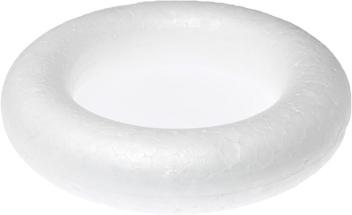 RLECS 4pcs Foam Wreath Forms White Circles for Flower Projects and Home Decor