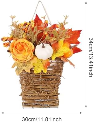 Thanksgiving Door Wreath with Peony and Pumpkin
