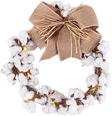 Country Cotton Boll Wreath for Winter Decor