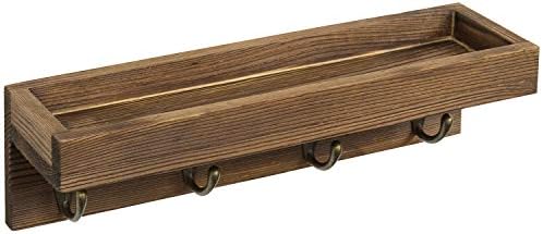 MyGift 10 Inch Floating Wall Shelf with Hooks