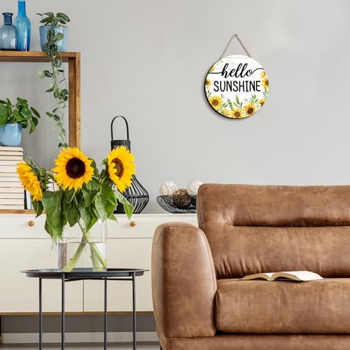 Artinme Summer Decor Wreath 12x12 Inch Hello Sunshine