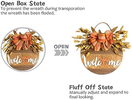 Fall Welcome Sign Decor Front Door Wreath