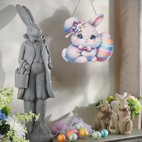Wooden Bunny Wreath Door Dcor Multi-Seasonal Welcome Accessory