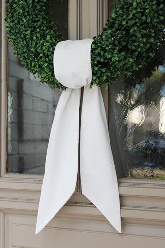 White Linen Wreath Sash for Front Door 56 x 45