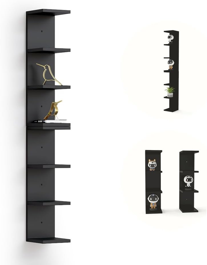DrWall 7 Tier Black Floating Shelves Set of 2