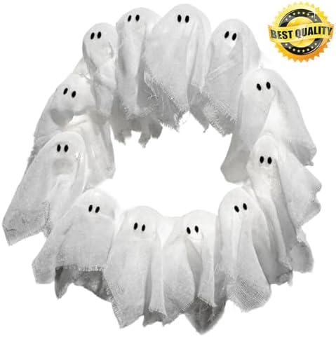 Halloween Ghost Wreath with 12 LED Lights