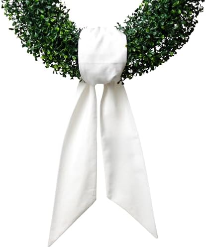 White Linen Wreath Sash for Front Door 56 x 45