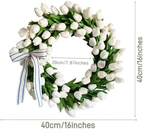 Lippbest Spring Wreath Front Door 16 Inch Garland