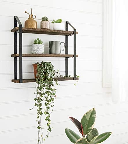 Mkono 3 Tier Floating Wall Shelf 17 Inch Rustic