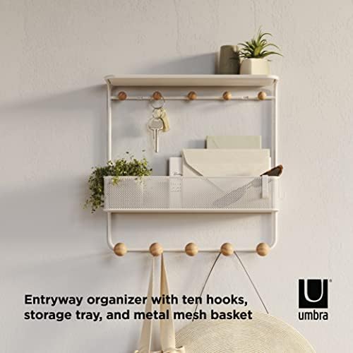 Umbra Estique Entryway Organizer with Hooks and Shelves White
