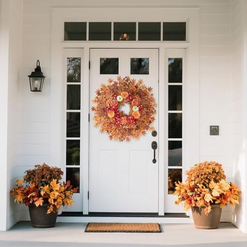 26 Fall Wreath for Front Door - Decorative Artificial Autumn Decor