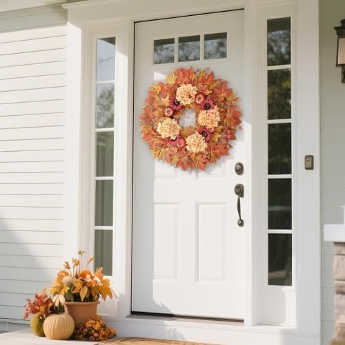 28 Inch Large Fall Wreath for Front Door Porch Window