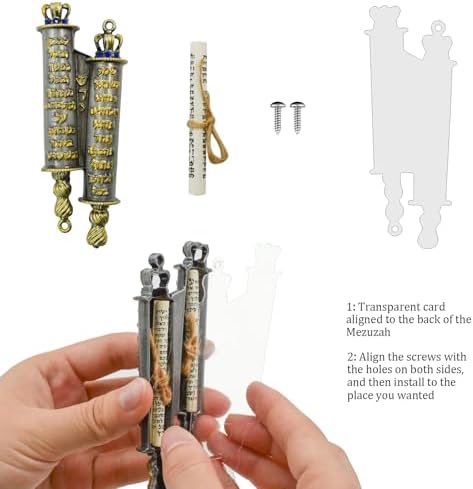 MrMrKura Gold Metal Mezuzah with 2 Scrolls