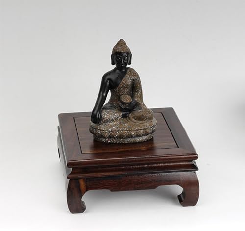 GOLDYWENDY Vintage Square Rosewood Base Tall Display Vase