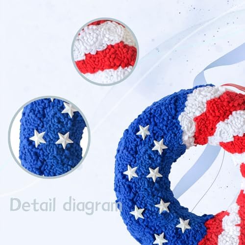 16 Inch Patriotic Wreath Flag Decor Red White Blue