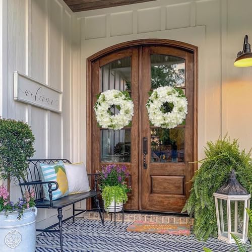Briful White Hydrangea Artificial Wreath 165 Spring Decor