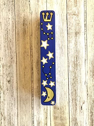 Moon and Stars Mezuzah with Kosher Scroll