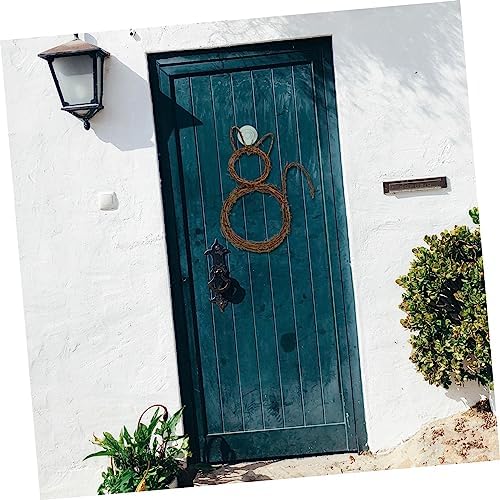 VICASKY Cat Shape Wreath Pendant Halloween Garland for Door Window Wall Compact Decor